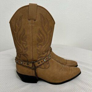 Austin Trading Company Women's Boots Studded Harness 7.5 Pull On Brown Western